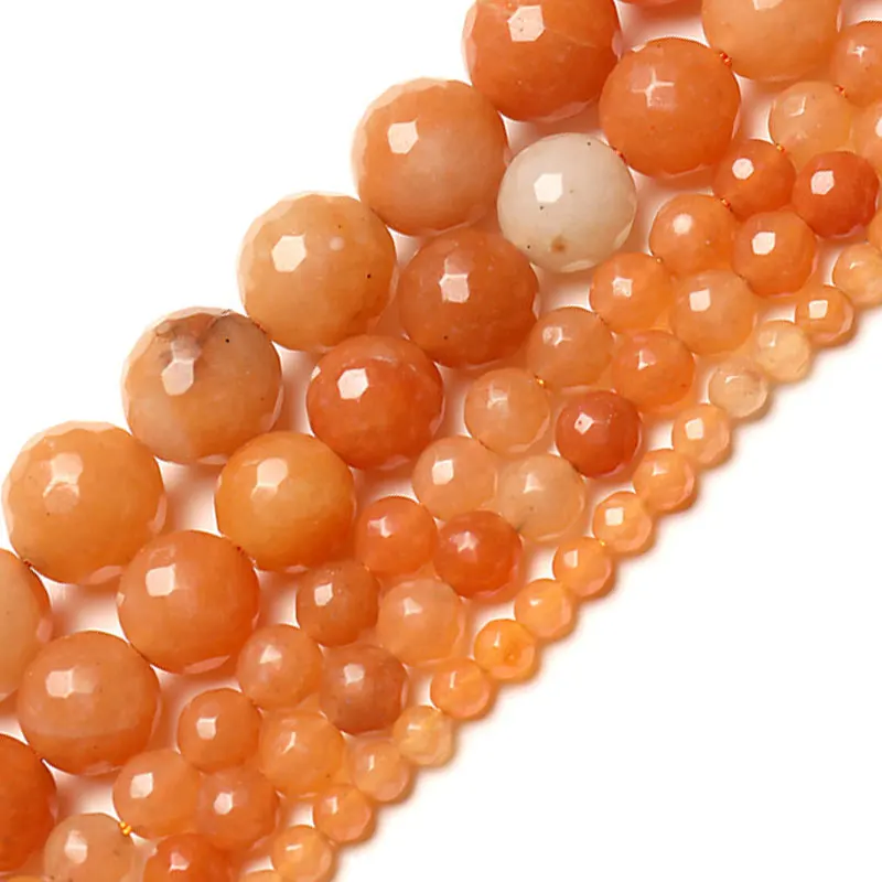 Wholesale for jewellery making Orange Aventurine Beads  Faceted Stone 4/6/8/10/12mm DIY Bracelet Necklace Accessories