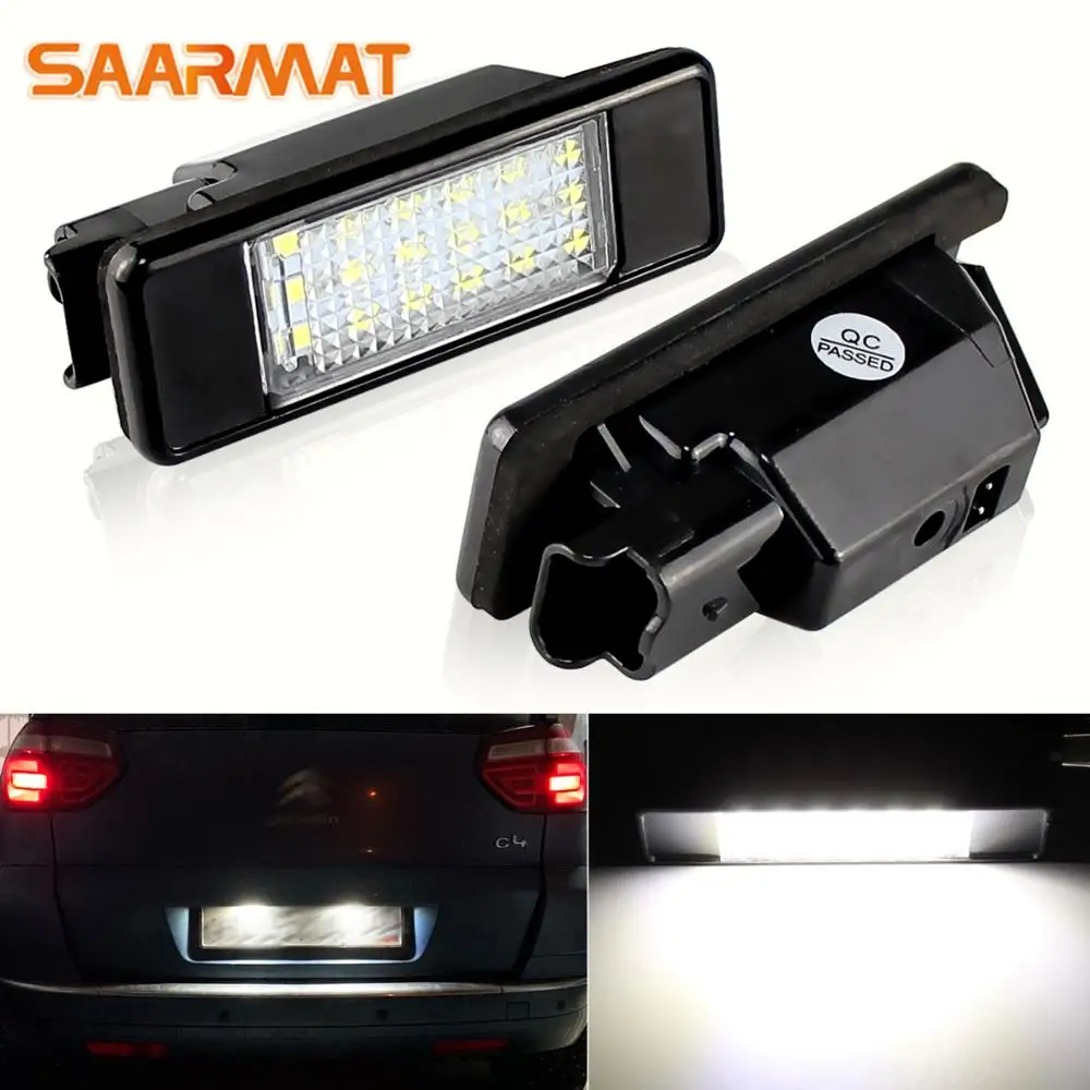 

2pcs Car rear license plate light 18smd LED License Number lamp For Peugeot 106 1007 207 307 3008 406 407 607 Car taillight