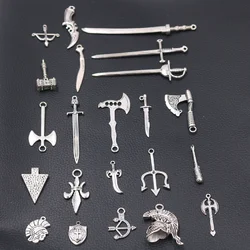 1 Pack Silver Plated Cold Weapon Collection Pendants Necklace Earrings Metal Accessories DIY Charms For Jewelry Crafts Making