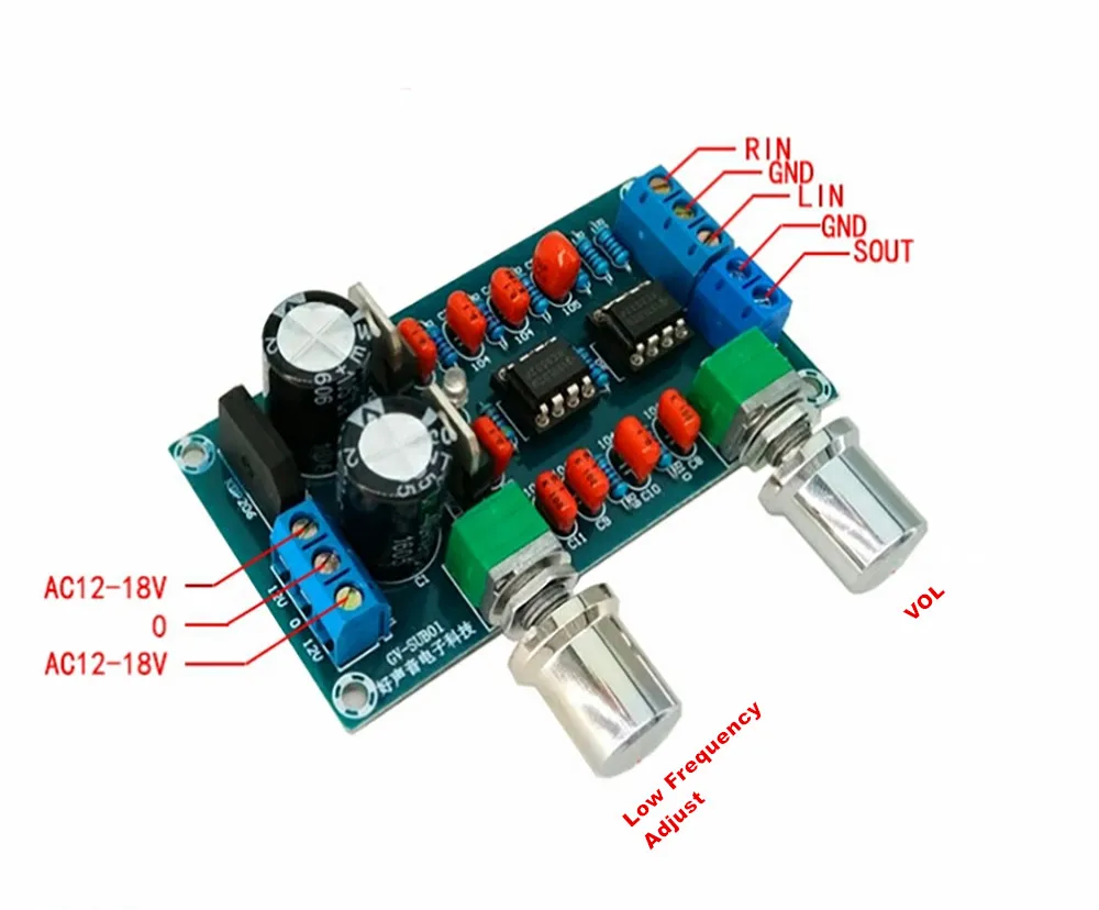 NE5532  Low Pass Filter Board Subwoofer Amplifier Board Module Dual Double 12V Low Frequency 1PC