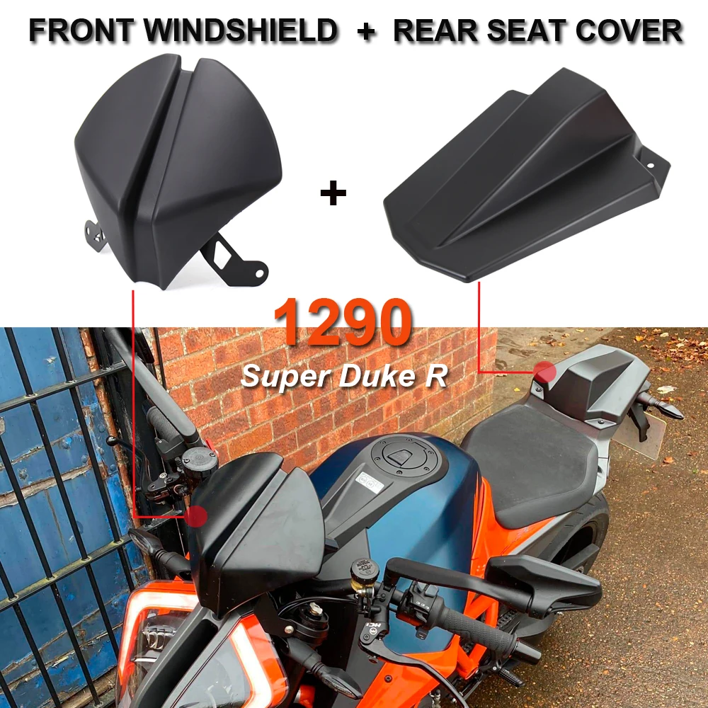 

2021 2020 For 1290 Superduke R Fly Screen Motorcycle Front Windshield Windscreen Airflow Wind Deflector And Rear Seat Cover