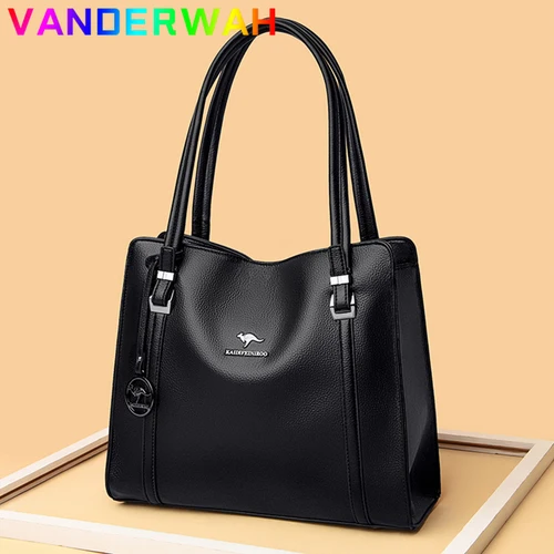 Imagen 2 del producto Bolsos de mano de piel sintética suave auténtica para mujer, bolso grande de hombro clásico, bolso de mano de gran capacidad de diseñador de lujo, bolso principal