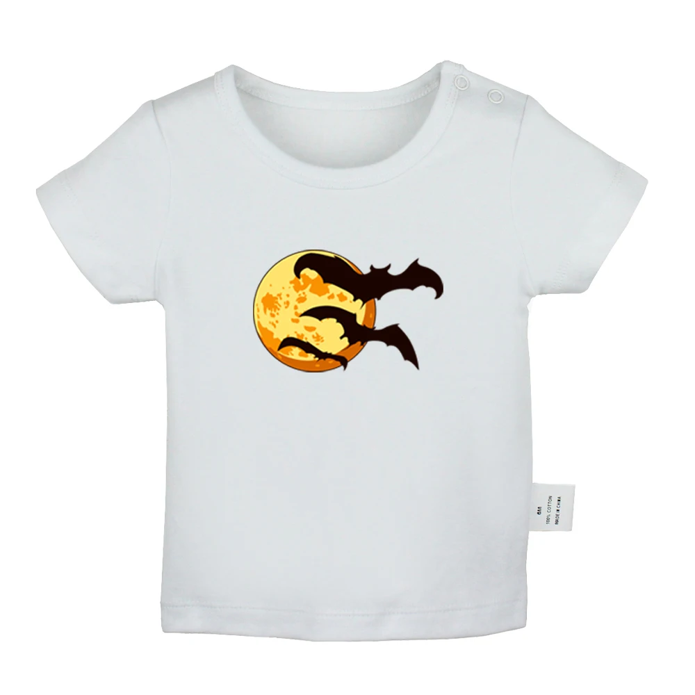 

Happy Halloween Black Bat Design Newborn Baby T-shirts Toddler Graphic Solid Color Short Sleeve Tee Tops