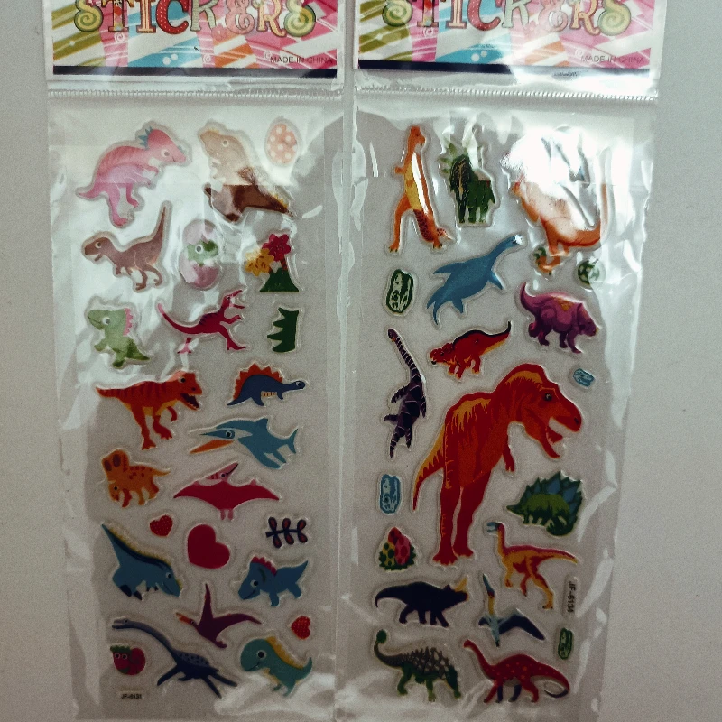 6pcs 3D Cartoon Animal Dinosaur Stickers Pattern Bubble PVC DIY Scrapbook Dino Sticker For Kids Boys Children Gifts