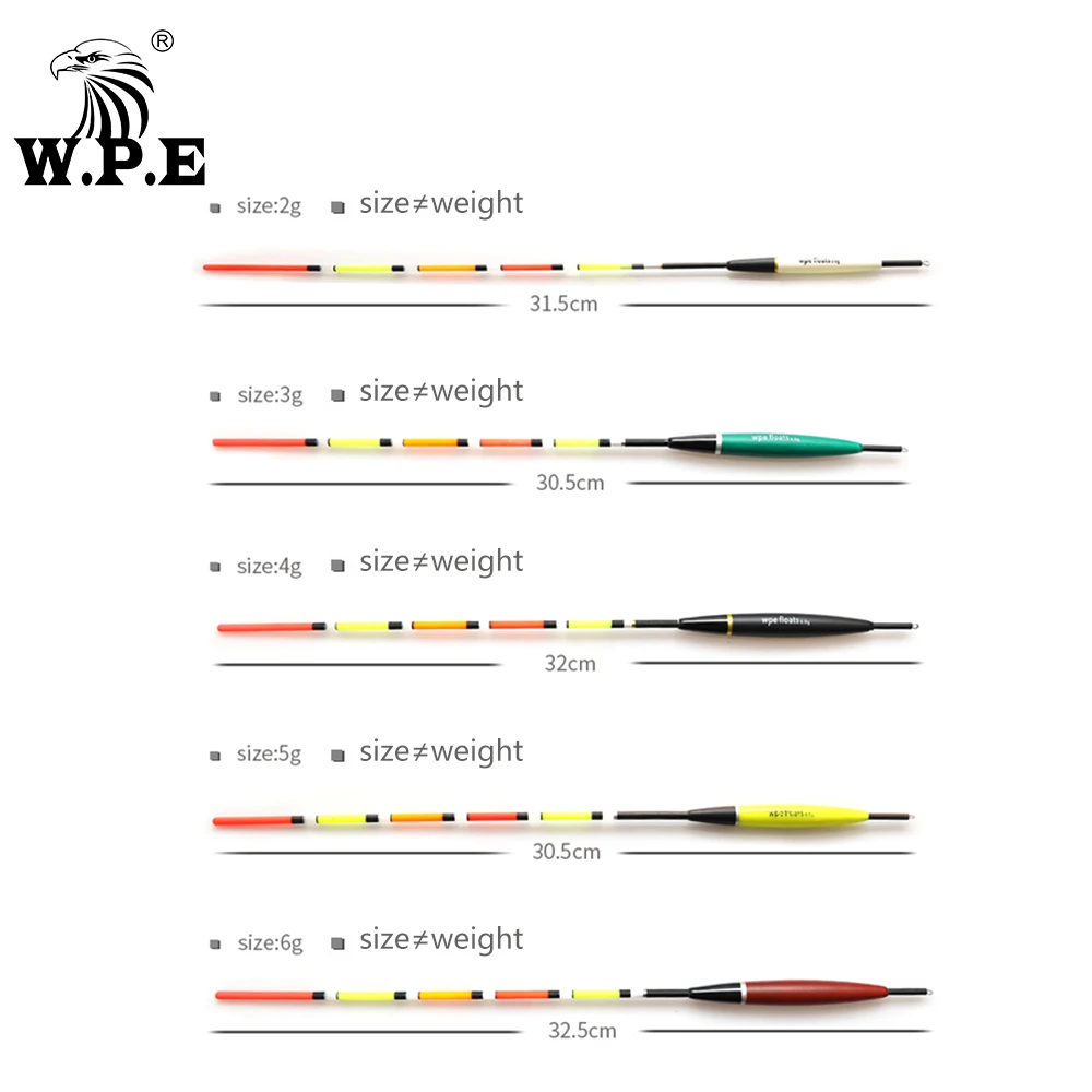 W.P.E Brand 3pc/lot Fishing Float Barguzinsky Fir Floats Size 2-6g for Carp Fishing Buoy Bobber Fishing Light Floats Multicolor