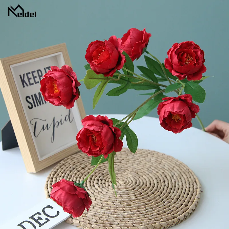 7 Kepala Buatan Peony Bunga Tangkai Panjang Sutra Bunga Peony Pernikahan Centerpieces Meja Rumah Dekoratif Bunga Gantung