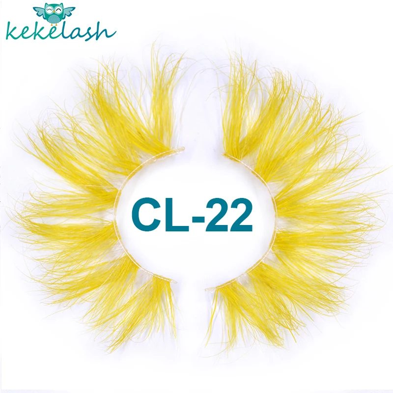 Kekelash halloween colored rainbow real mink eyelash lashes wholesale 25mm long strip eye lashes bulk cosplay party makeup lash