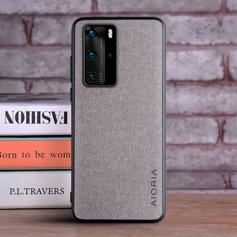 Case for Huawei P40 Pro P40 Lite coque Luxury textile Leather skin soft TPU hard phone cover for huawei p40 pro case