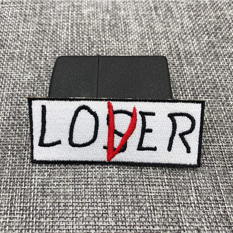 LOVER LOSER embroidery patch DIY Iron on Clothes Cropped Badges Applique for Jacket Jeans Cloth Decoration Apparel Garment