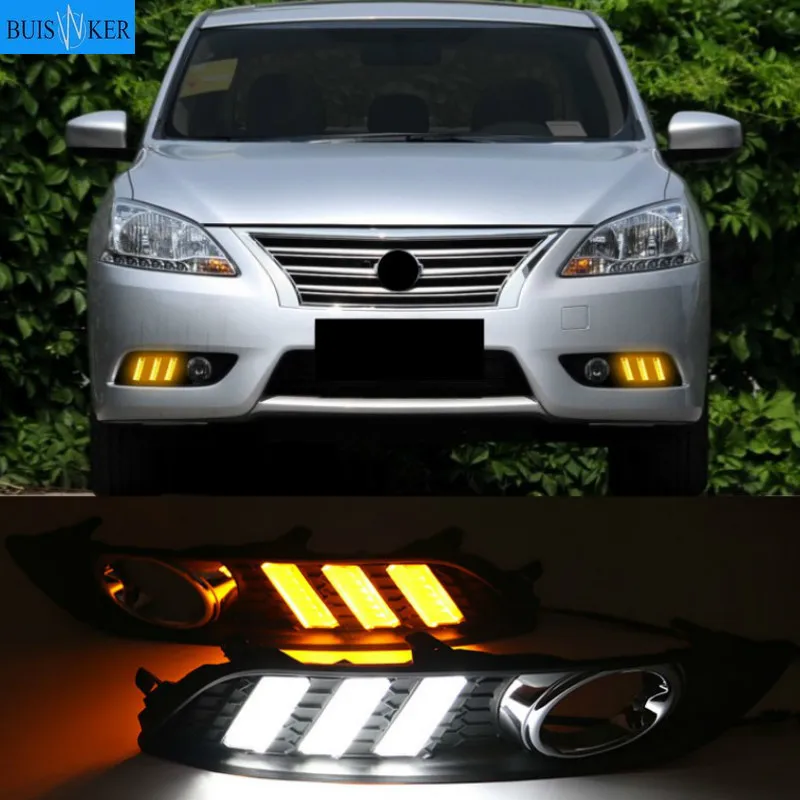 

1 Set drl For Nissan Sylphy sentra 2013 2014 2015 LED DRL Daytime Running Lights Daylight Fog light cover headlamp