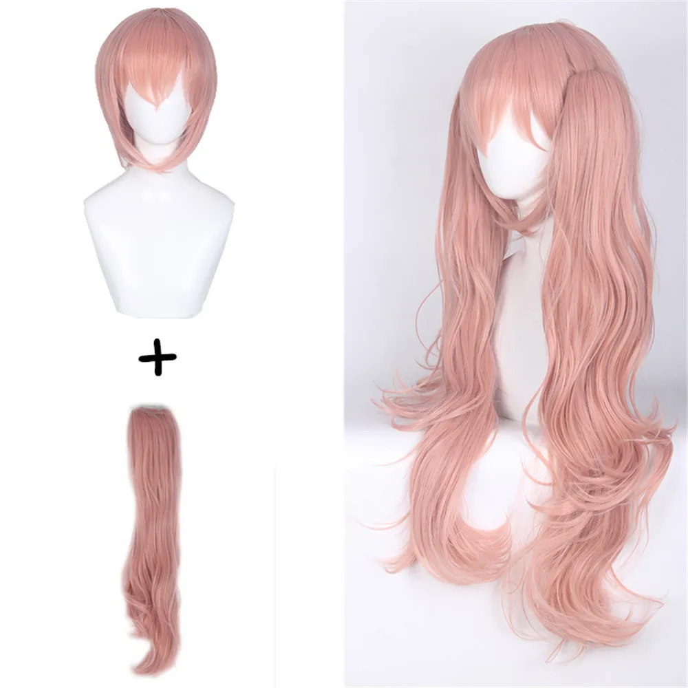 Anime Danganronpa Enoshima Junko Cosplay Wig Nanami ChiaKi Wig Cat Backpack Women Pink Wig Dangan Ronpa Heat Resistant Hair