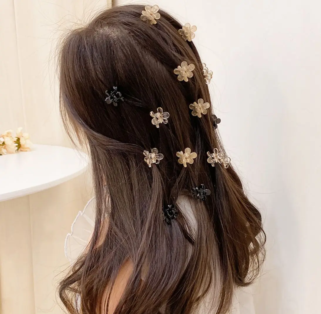 1pc Women Girls Kids Small Braiding Tool Hairpin Crab Styling Hair Clip Acrylic Mini Barrettes Flower Claw