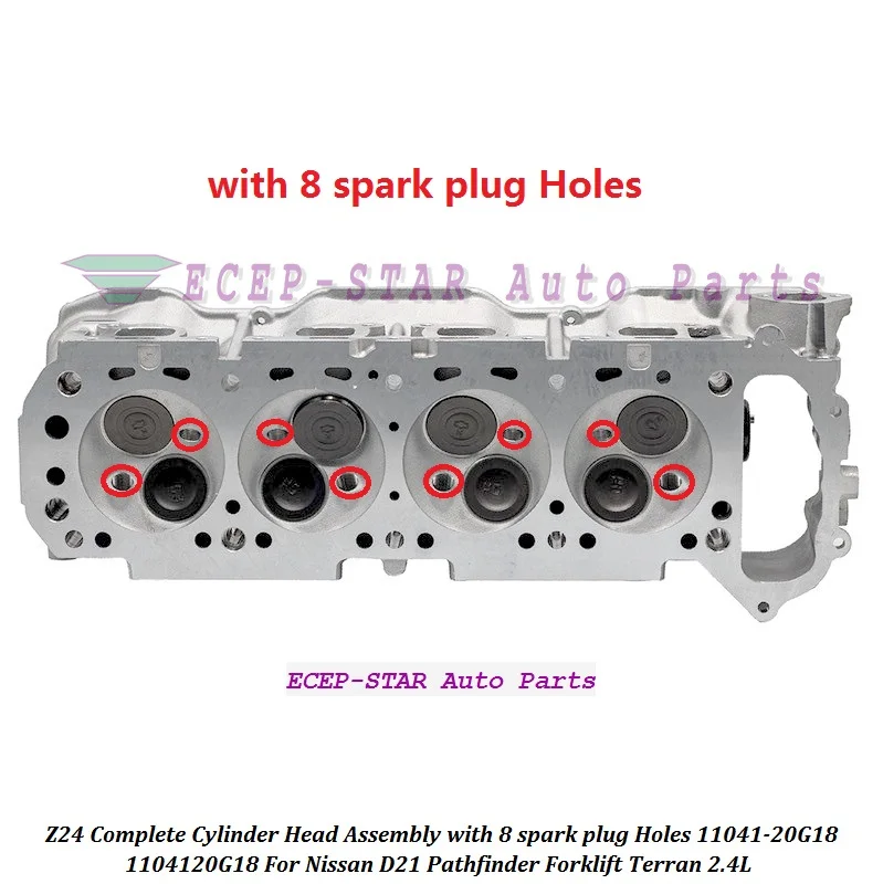 Z24 4 or 8 spark plug hole 11042-1A001 11041-22G00 11041-20G13 11041-13F00 11041-20G18 Complete Cylinder Head For Nissan D21 2.4