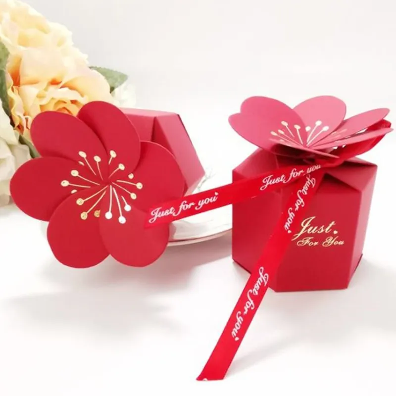 Pink Petal Chocolate Candy Boxes Cardboard Box Wedding Card Box Decoration Paper Gift Box Packaging Event Party Supplies