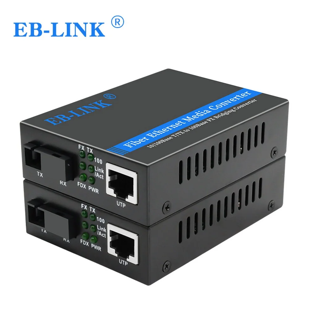 1 Pair 10/100M Singlemode 1310nm 20KM SC Port Fiber Optic to RJ45 Ethernet Media Converter