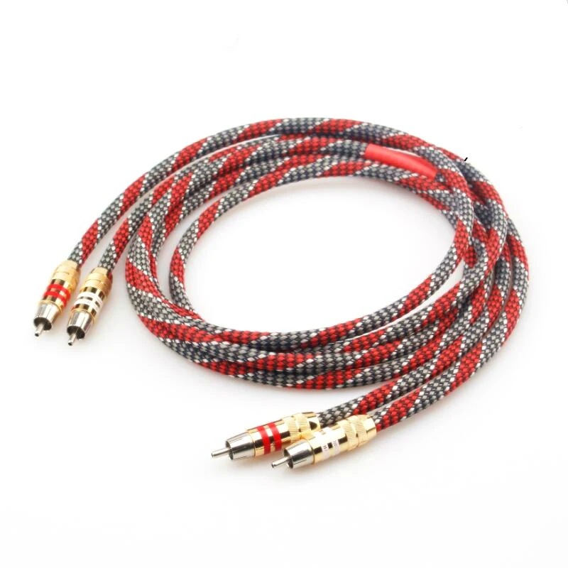 1 pair RCA audio cable 2 RCA to 2 RCA Interconnect Cable HIFI Stereo 4N OFC Silver plated  Male to Male For Amplifier