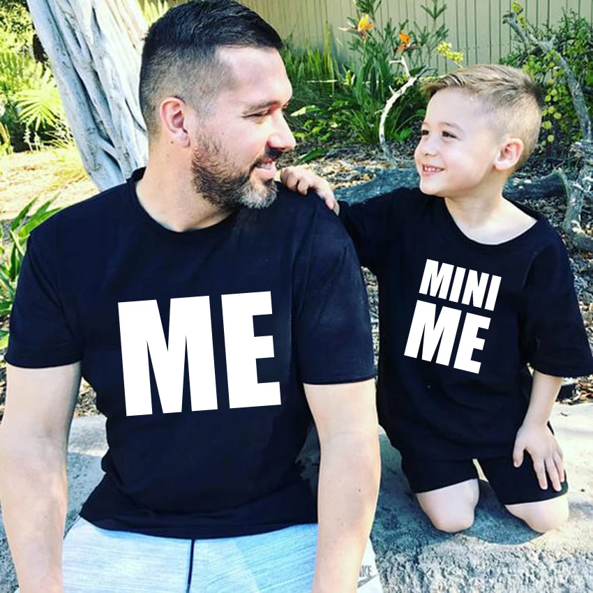 ME and MINI me Little print t-shirt Family Matching Clothes Father and Son Kids Clothes daddy Baby boy Family Look t shirts