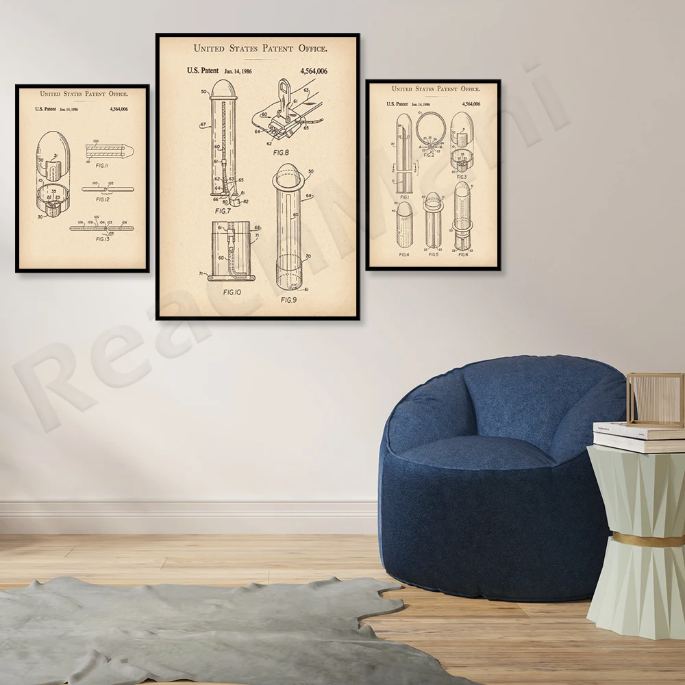 Old-fashioned condom patent art printing medical poster invention patent wall decoration gift