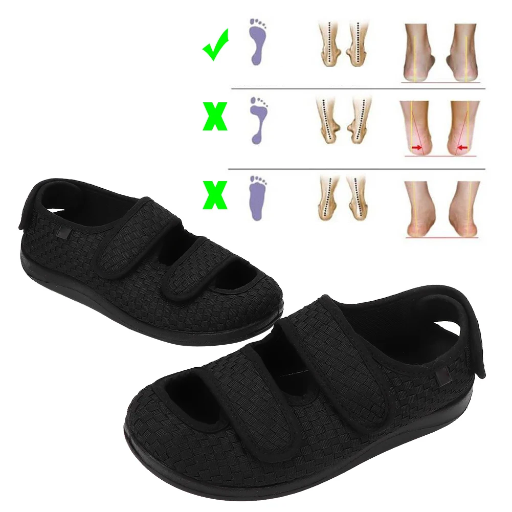 Unisex Round Head Widened  Shoes Fat Feet Thumb Valgus Arthritis Edema Deformation Care Adjustable Fiat Shoes Foot Support