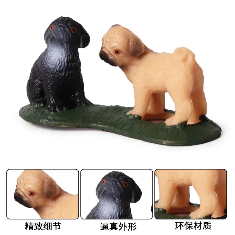 

Children's Simulation Static Solid Wild Animal Model Pug Dog Pet Dog Children's Toy Ornaments Collecting Gifts Toy Model