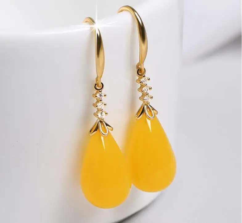 Women Amber Earrings Fashion Natural Red Amber Jewelry 925 Silver Earring Lucky Amulet Gifts For Women Charms Jewellery