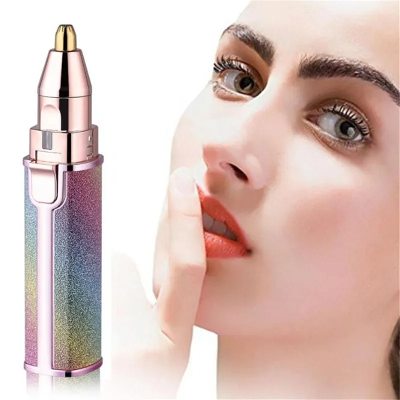 2 في 1 الكهربائية سيدة أداة قص الحواجب الجسم إزالة الشعر مؤلم المرأة ماكينة حلاقة بيكيني المقص قطع مع مصباح ليد USB قابلة للشحن