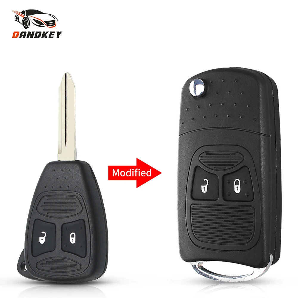 Dandkey 2/3/4BTN Modified Remote Folding Key Flip Shell Case For Chrysler 300 300C Pacifica Dodge Jeep Compass Wrangler Patriot