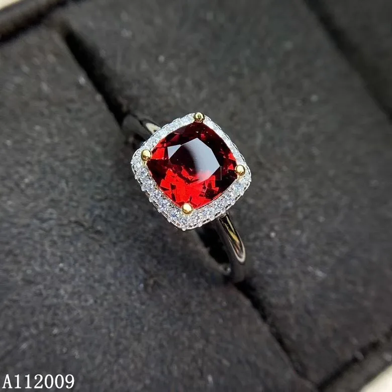 

KJJEAXCMY fine jewelry 925 sterling silver inlaid natural garnet ring delicate new female lovely support test hot selling