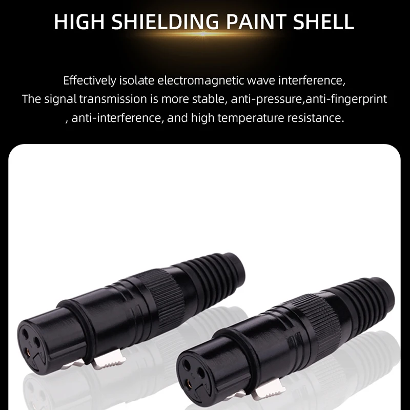 Yyaudio 10 peças macho e fêmea 3 pinos xlr microfone áudio fibra de carbono conectores xlr de áudio de alta qualidade alto-falantes aux jack soquete