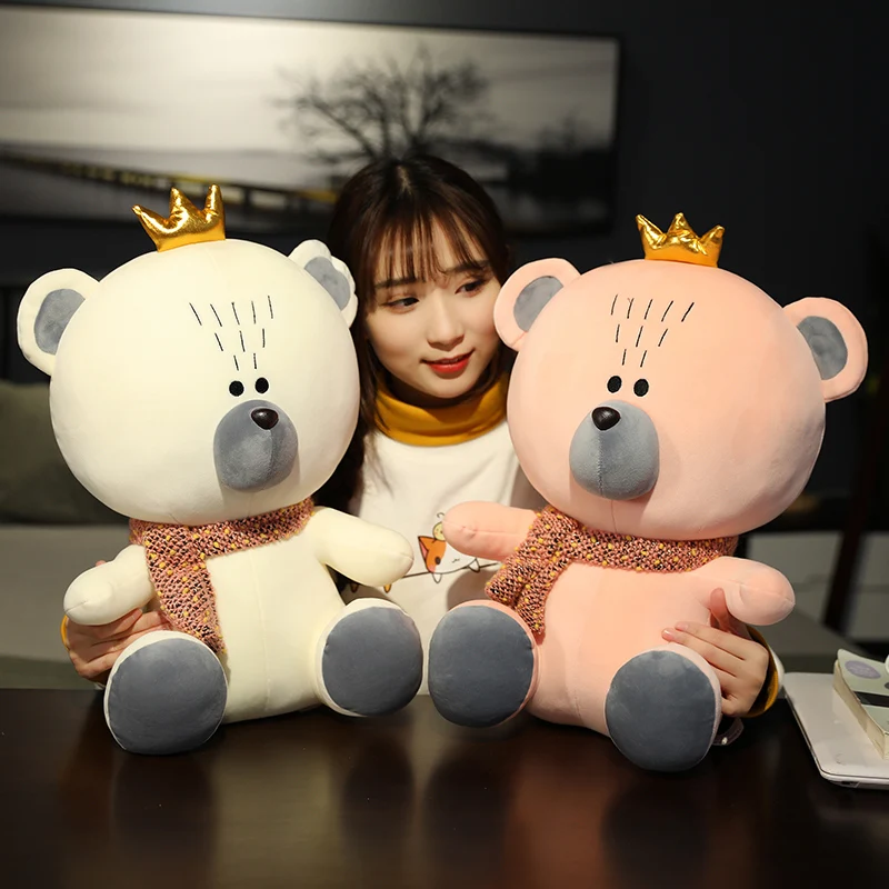 25/35/45/60cm 3 Colors High Qulity  Cute Crown Bear Stuffed Soft Plush Toy for Child Girls Lover Birthday Valentine's Gifts