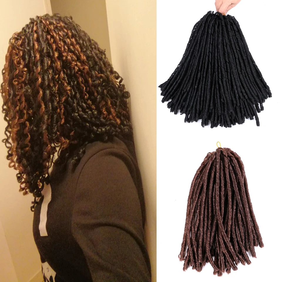 Yihan macio pavor torção loc crochê trança cabelo 14 polegada 70 g/pacote falso locs sintético trança extensões de cabelo marrom crochê trança