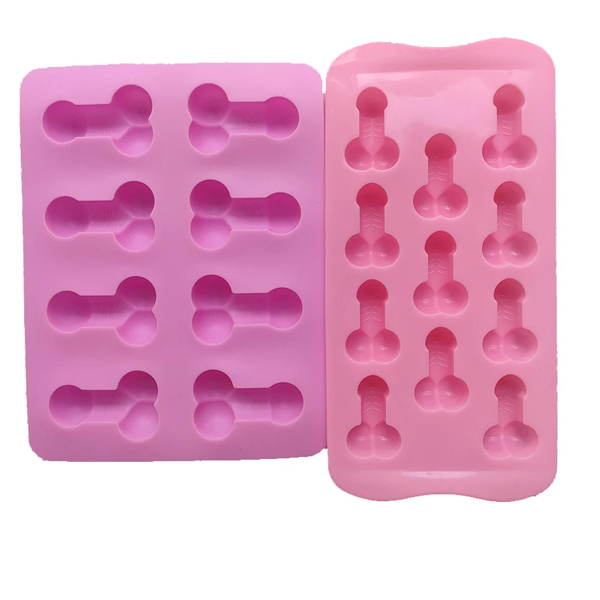 2shape Sexy Penis Silicone Mold Ice Cube Tray Dick Cake Chocolate Soap Candle Mould Mini Ice Form Birthday Cake Decoration Tools