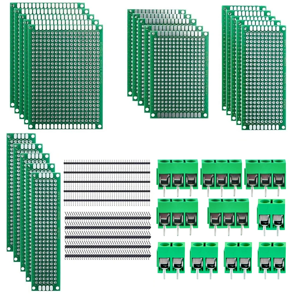 

40pcs 2.54mm Pin header Strip Screw Terminal blocks Double Side Prototype PCB Board Kit