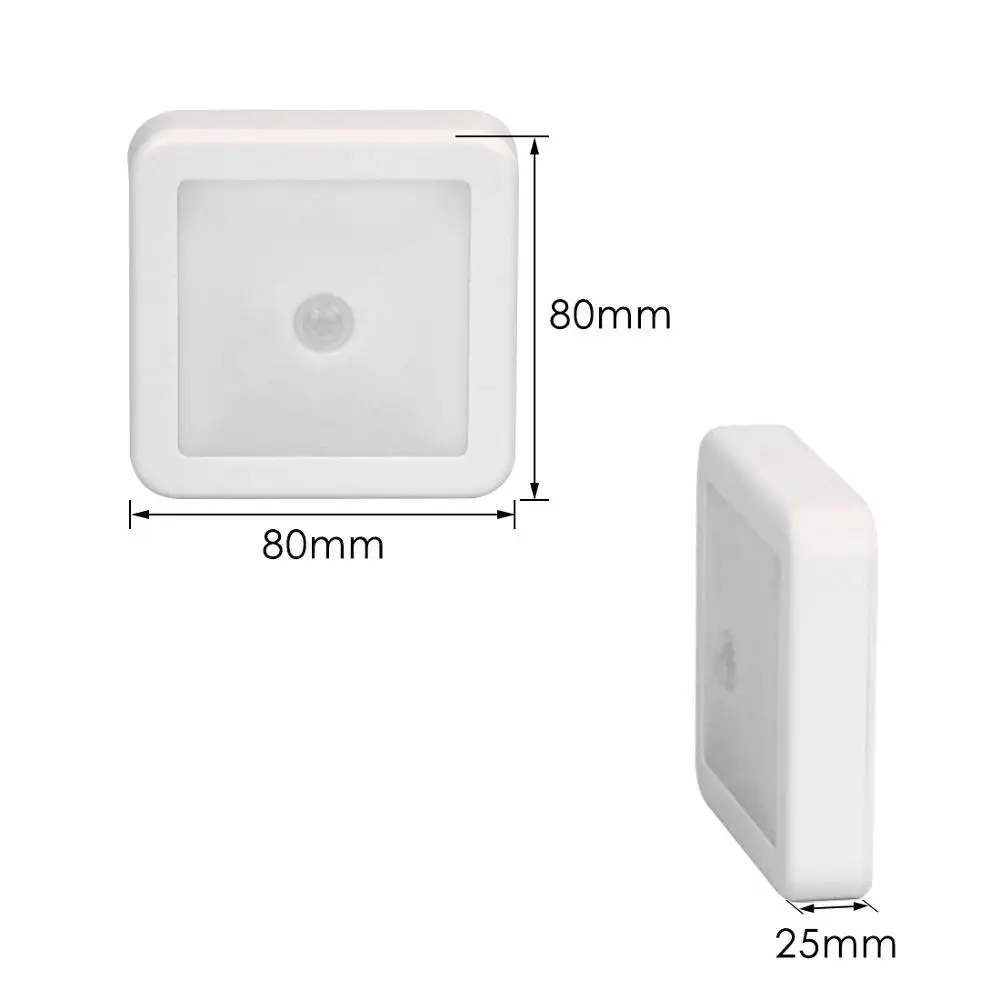 Square Motion Sensor LED Night Light Household Night Lighting Tool LED Induction Lamp Battery-powered Low Energy Consumption