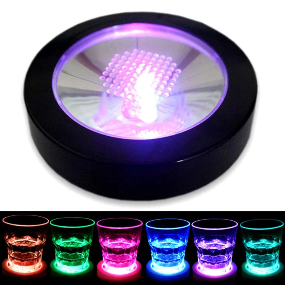 Super Bright Coaster Light LED Bottle Light Stickers Drink Cup Mat Lamp for Wedding Christmas Bar KTV Holiday Party Vase Decor