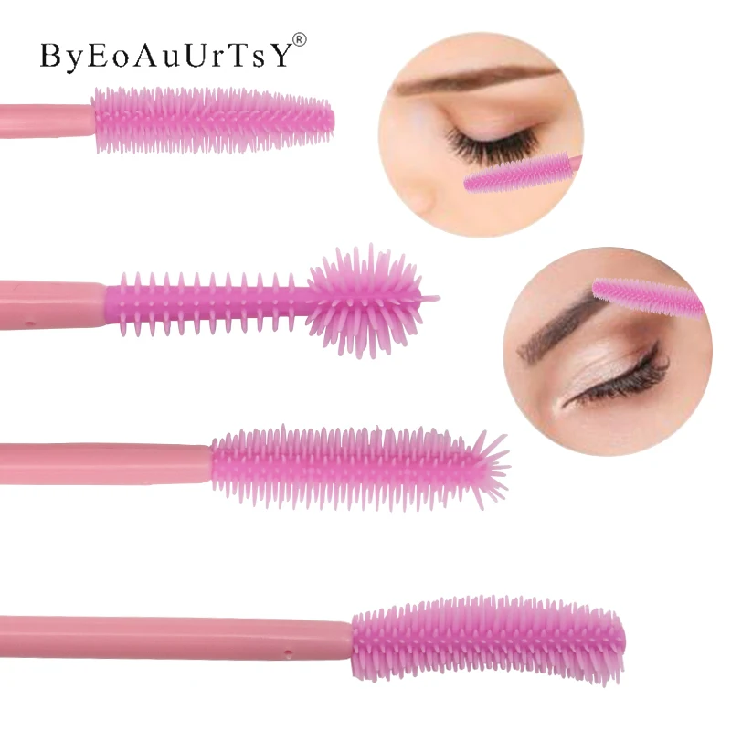 50pcs/lot Disposable Silicone Gel Eyelash Brush Comb Mascara Wands Eye Lashes Extension Tool Professional Beauty Makeup Tool