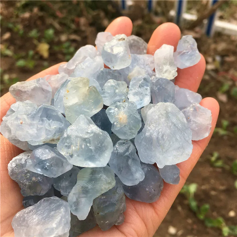 Wholesale natural quartz light blue celestite crystal crushed stone for repair decoration