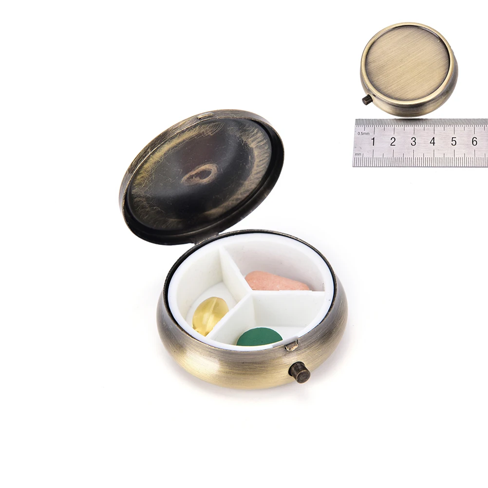 New Metal Round Pill Boxes DIY Medicine Organizer Container Medicine Case