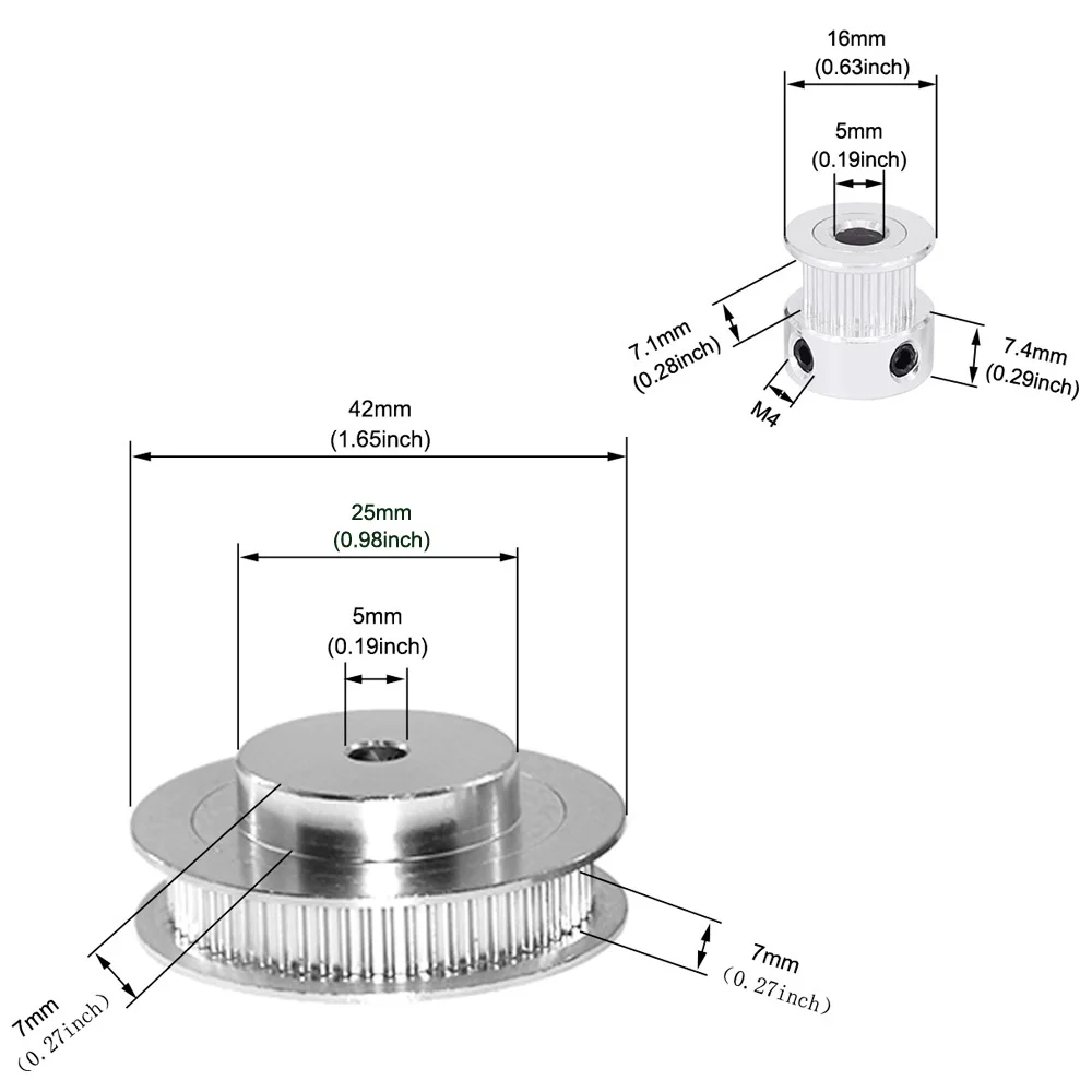 2Kit 2GT Synchron Rad 20 & 60 Zähne 5mm Bohrung Aluminium Timing Pulley mit 2 stücke Länge 200mm breite 6mm Gürtel (20-60T-5B-6)