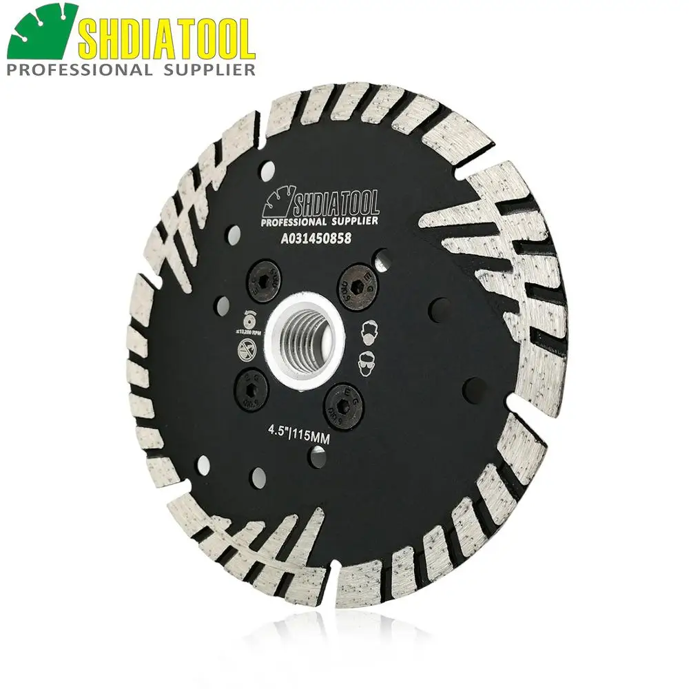 SHDIATOOL 2pcs 4.5" Hot Pressed Diamond Turbo Blade Slant Protection Teeth 5/8-11 FLANGE construction material Cutting Blades