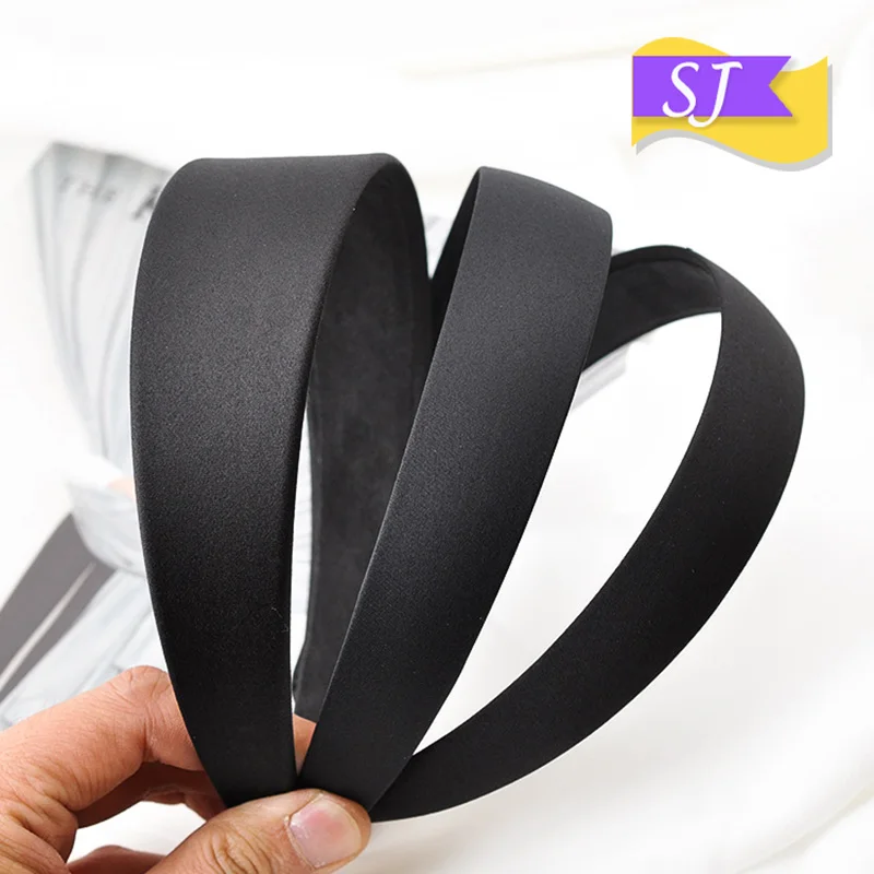 5pcs Black simple wide headband 2 2.5 3 4cm jewelry DIY satin cloth headband semi-finished handmade material hair accessories