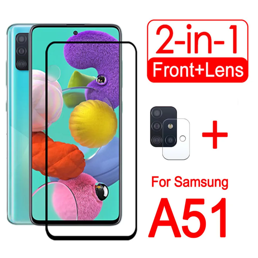 Чехол для samsung galaxy a51, чехол для телефона A 51, защитный чехол для samsunga51 Sam glaxay с защитной линзой для камеры, стеклянный чехол 51a 2 в 1