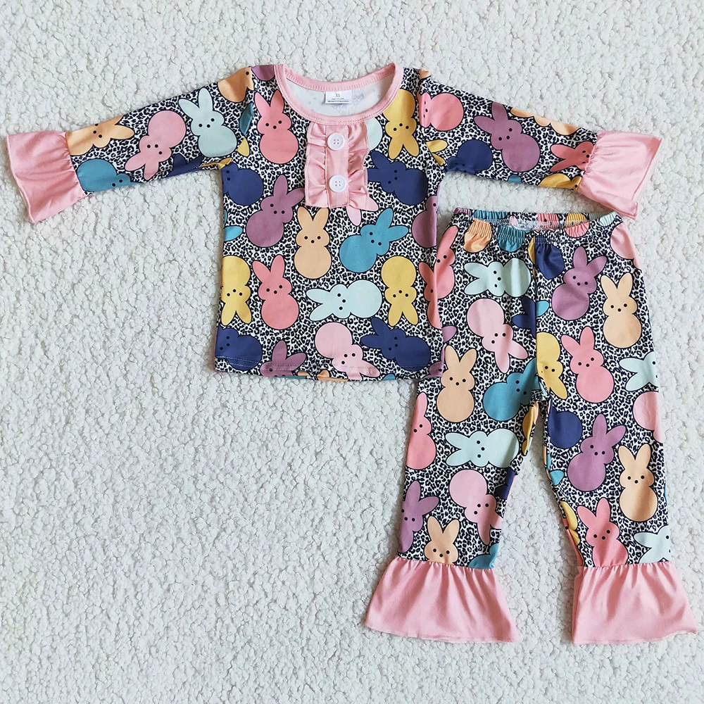 

Wholesale Baby Girls Clothes Sleepwear Boutique Kids Girls Pajamas Sets Easter Bunny Cute Girls Nightgrown Pajamas Fashion Sets