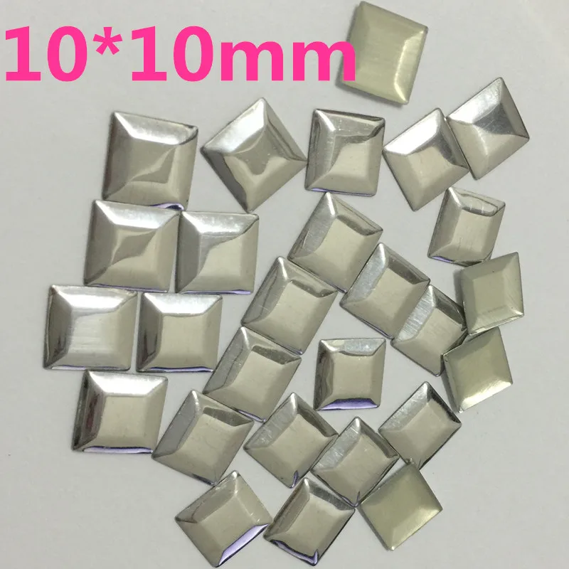 1440pcs/lot  10*10mm HotFix Square Nailheads FlatBack Iron-on Silver Rhinestuds Heat Transfer Studs For Garments DIY