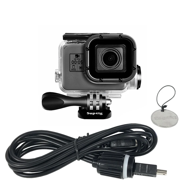 Wodoodporna obudowa do nurkowania 30M motocyklowy kabel ładujący Powłoka ochronna do Gopro Hero 5 6 7 Czarny Nowe akcesoria go pro — zdjęcie 7