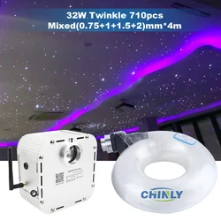 Twinkle 32W Bluetooth Control Remote Fiber Optic Light Starry Sky Effect Ceiling Kit 4m Mixed 710pcs Optical Fiber Cable