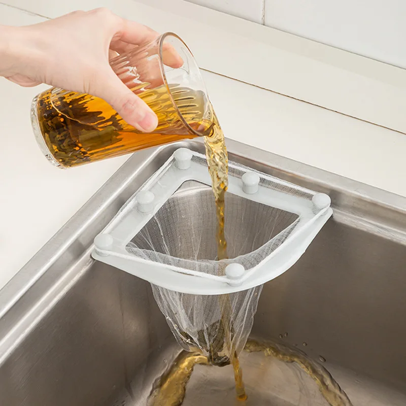 New Kitchen Triangular Sink Strainer Drain Vegetable Fruit Drainer Basket Suction Cup Rack For Kitchen Storage Sink Filter Shelf