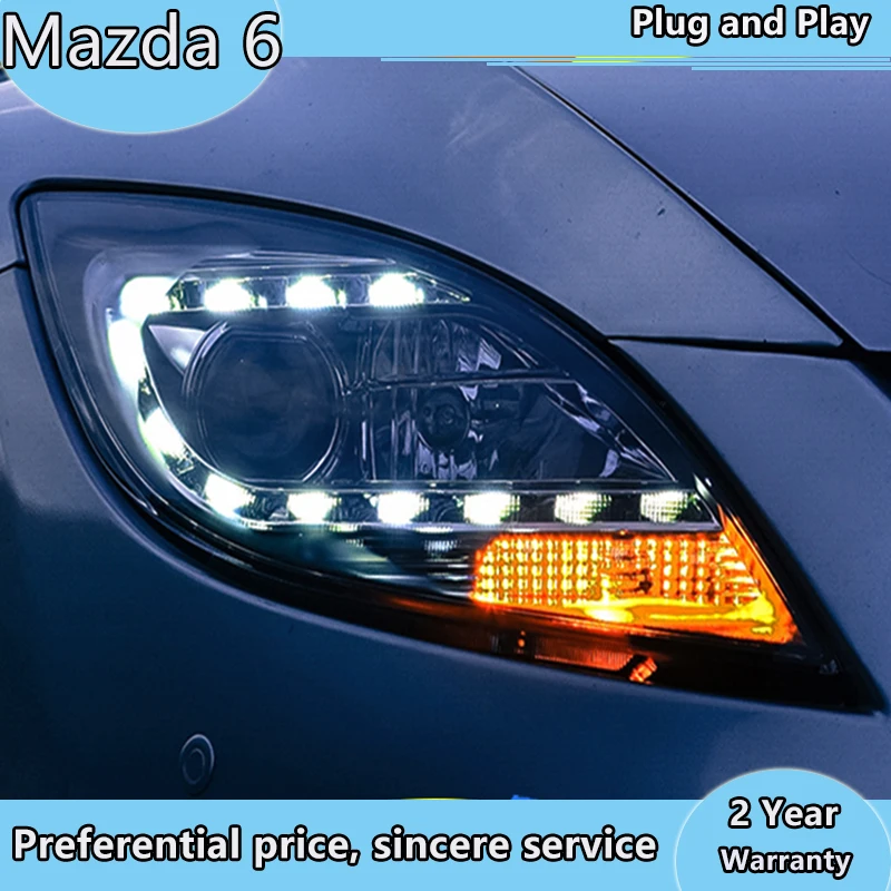 Car Styling for Mazda 6 Headlights 2004-2013 Mazda6 LED Headlight Angel Eye DRL Bi Xenon Lens High Low Beam Parking