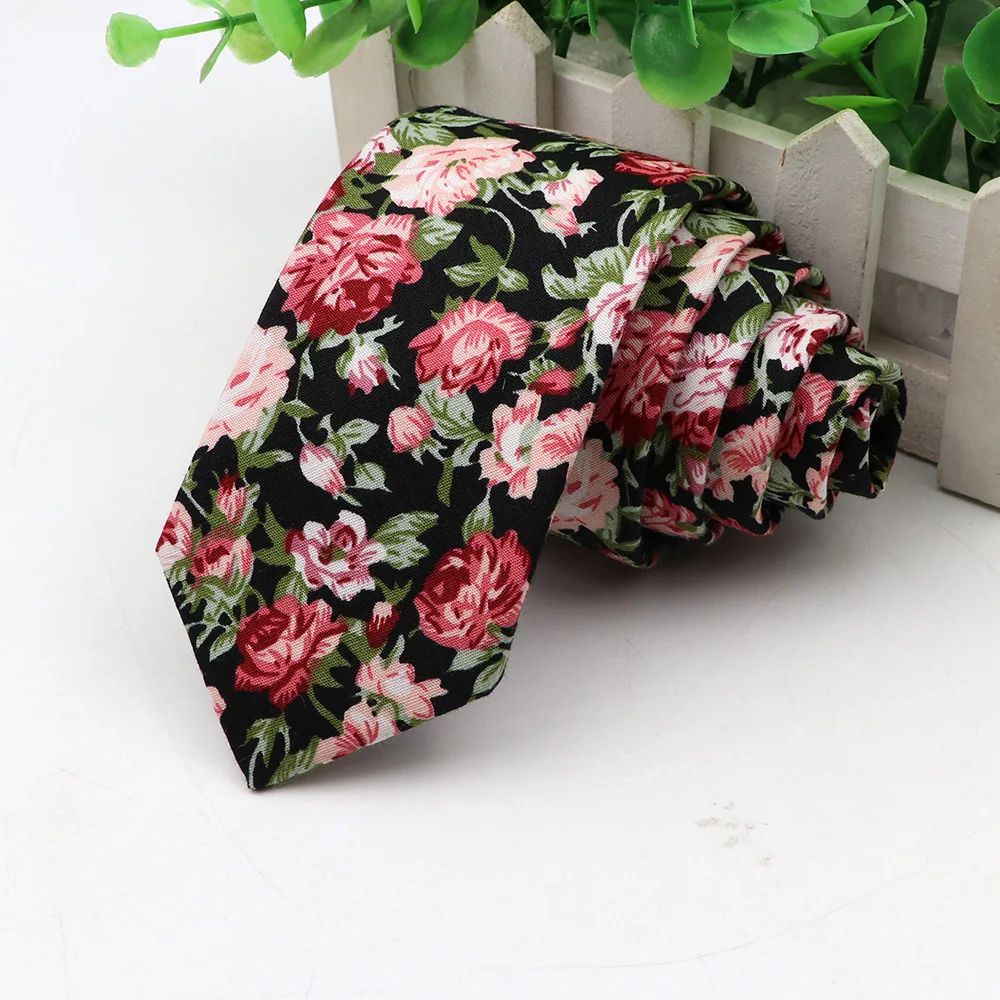 New Floral Tie For Men Colorful Cotton Ties Necktie Classic Suits Flower Print Neck Ties Cravat Party Wedding Party Neckties
