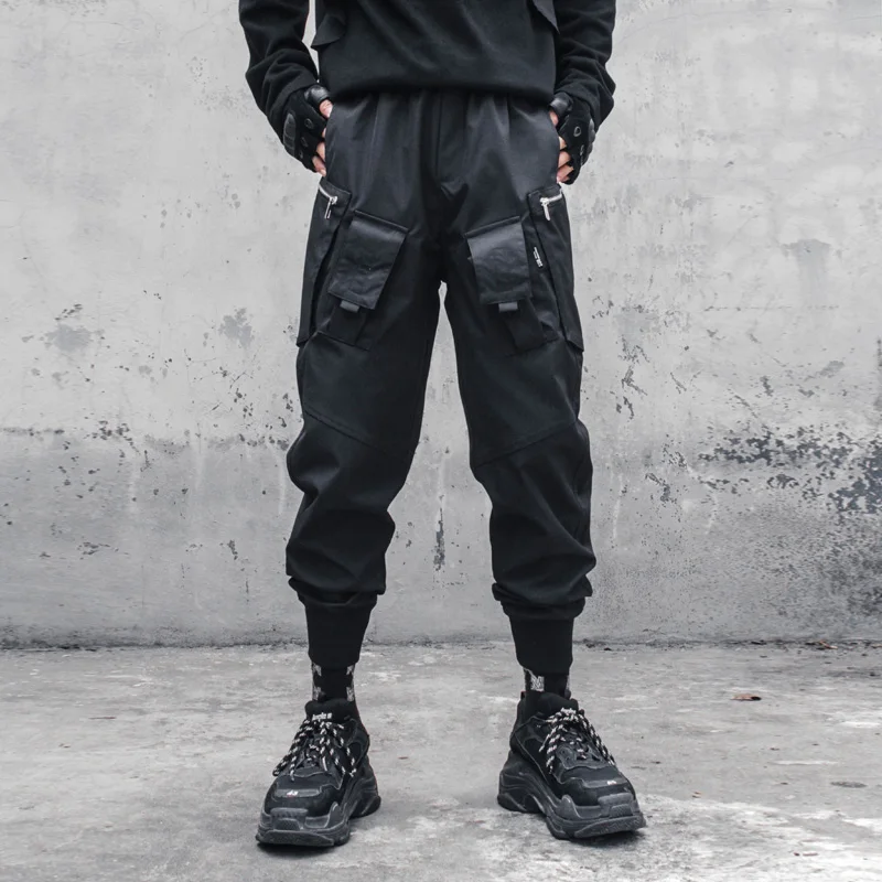 The function of easing the bullet pockets beam foot trousers slacks male hip hop street overalls